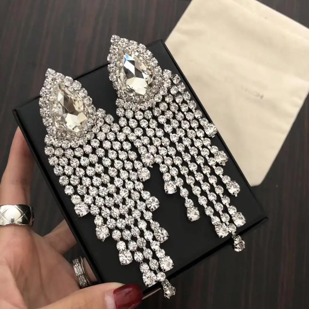 2019 модные роскошные брендовые новые преувеличенные Стразы серьги с кисточками