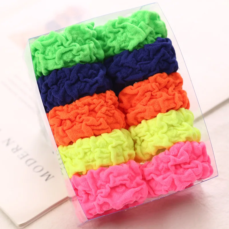 10PCS fluorescent 10 шт., новая мода, Широкая мягкая эластичная резинка, аксессуары для волос для женщин и девочек, бесшовные держатели для волос в виде конского хвоста, головной убор, резинка для галстука - Цвет: 10PCS fluorescent