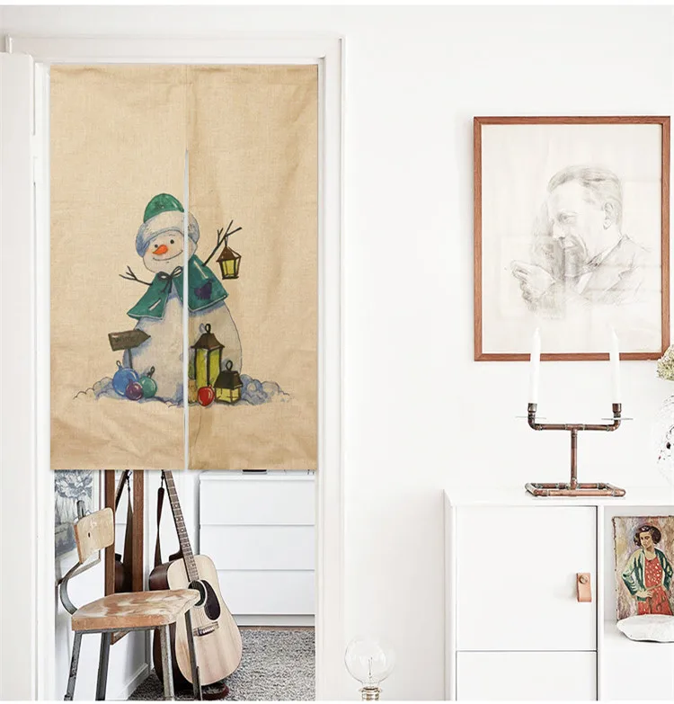 Занавеска на дверь из хлопка и льна мультяшный Декор для дома праздника