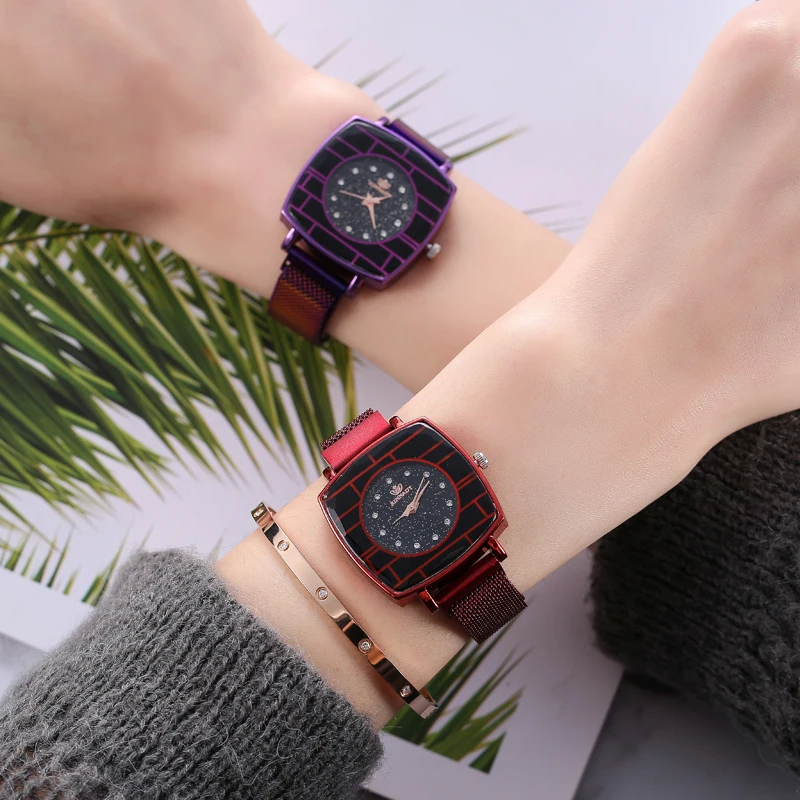 Роскошные женские часы модные элегантные с магнитной пряжкой Женские кварцевые