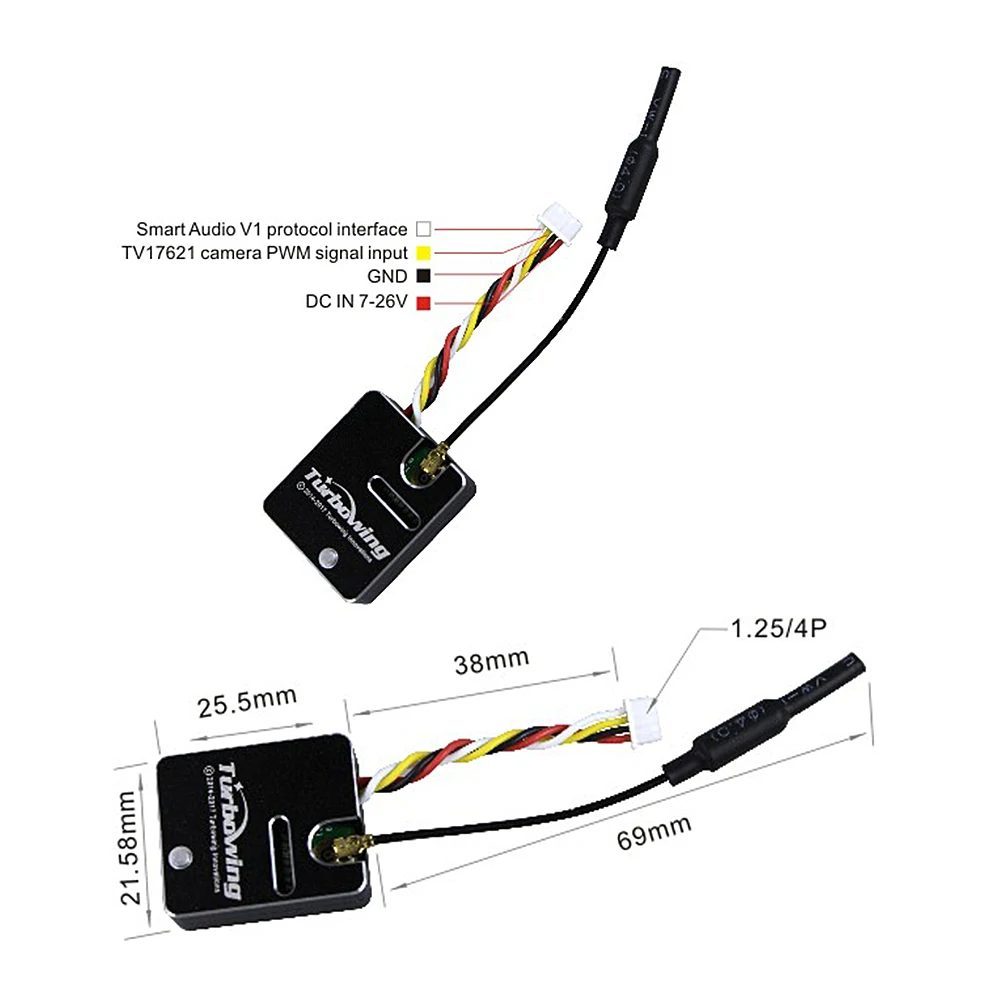 Модуль видеопередатчика TURBOWING TX1769 5,8G 25/200mW+ CYCLOPS V3 TV17621 720P DVR камера для гоночного дрона FPV