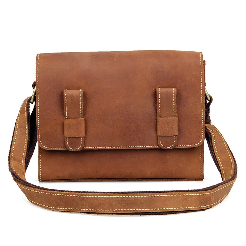 Мужская винтажная кожаная сумка через плечо Crazy Horse повседневная брендовая из