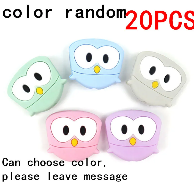 Owl-Random 20 шт силиконовый Прорезыватель для зубов в форме единорога из бисера, животное, Bpa бесплатно, Детские Прорезыватели, ожерелье, сделай сам, ювелирное изделие, Детская соска, цепь, игрушка для душа, коала, лиса - Цвет: Owl-Random