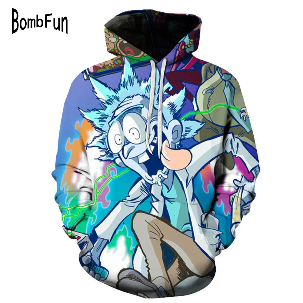 BombFun/толстовки с 3d принтом рисунком Рика и Морти для женщин мужчин толстовки