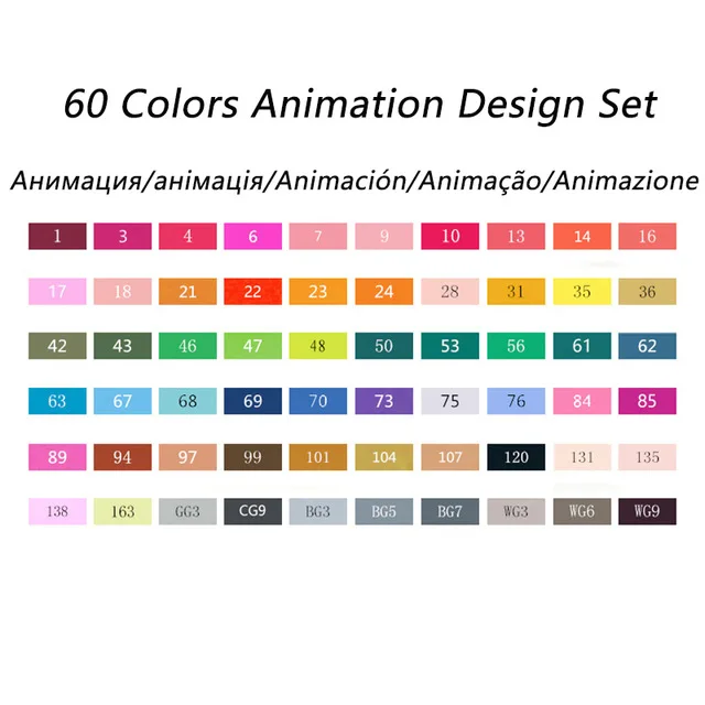 60 Animation set TOUCHNEW 30/40/60/80/168 Цвета маркер для белой доски двойной головкой набор маркеров для эскизов для рисования манга анимация дизайн товары для рукоделия - Цвет: 60 Animation set