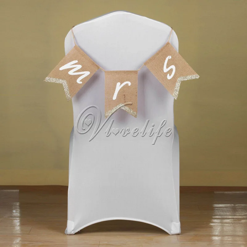 &quotMr mrs&quot Свадебный баннерный знак для стула серебристый блестящий порошок