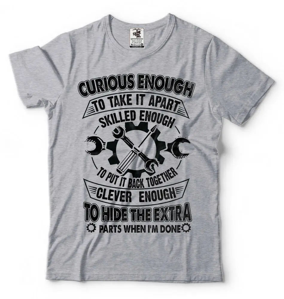

Mechanic T-Shirt Fathers Day Gift Tee Shirt Engineer Handyman Funny brand Summer Men Cotton Clothing Custom Graphic Shirts