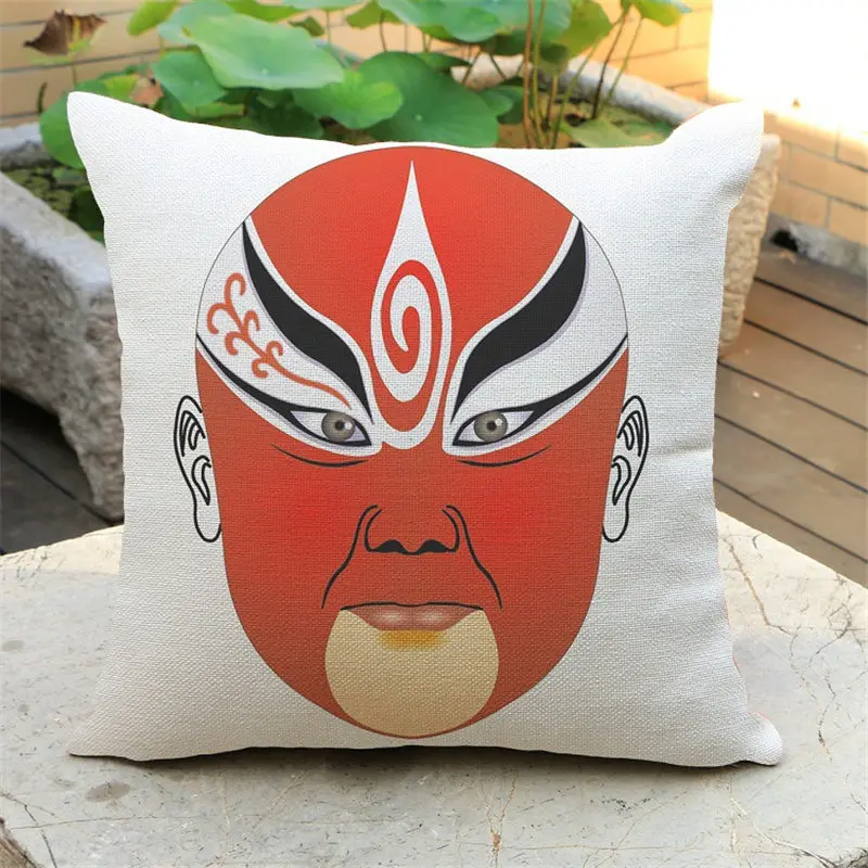 Creative Classical Peking Opera Mask Cushion Cover Decorative Pillowcase Chair safe Car Pillow Home Living Textile BZ-166 | Дом и сад