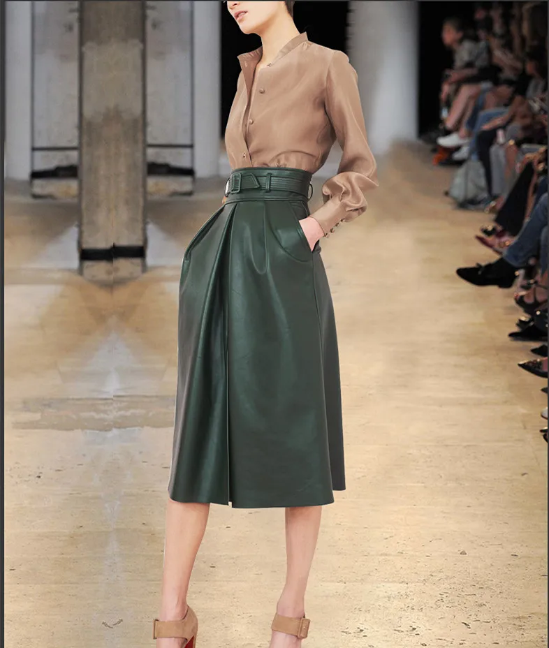 Женский костюм с юбкой из искусственной кожи Осенний тонкий офисный двух