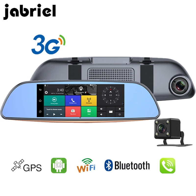 Jabriel 7 дюймовый автомобильный видеорегистратор 3G с двойной камерой заднего вида