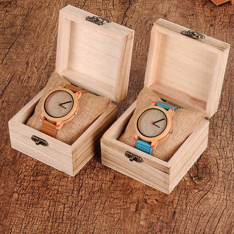 

BOBO BIRD Simple Bamboo Wood Watch for Couple Turquoise Blue Band Quartz Watches Women bayan kol saati