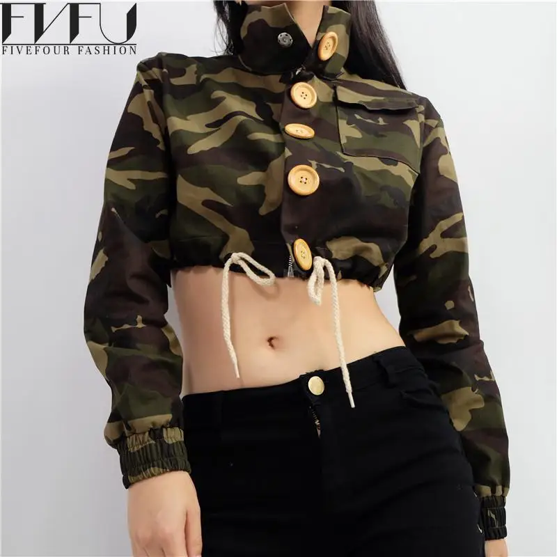 Мода 2018 куртка Для женщин пальто Демисезонный камуфляж Курточка бомбер
