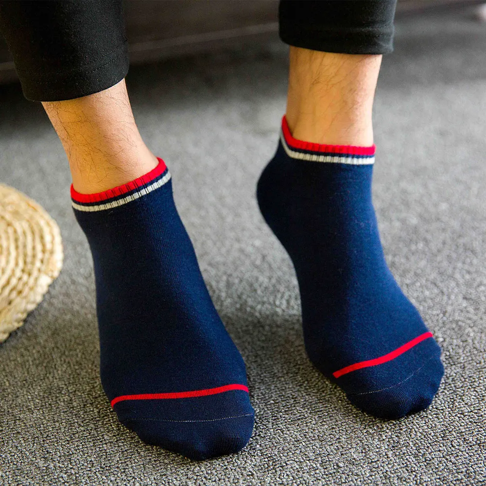 5 Pairs/Lot Men Socks Cotton Casual Sports Patchwork Striped Breathable Boat Short Autumn New Ankle Male Meias | Мужская одежда