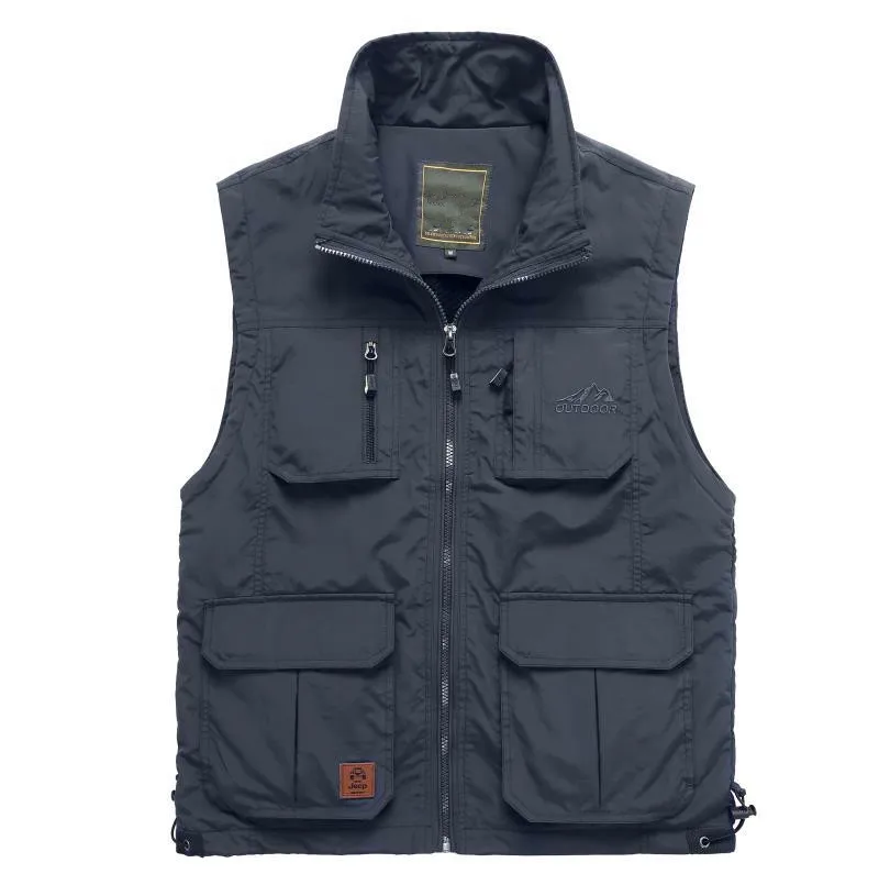 7838 Navy blue Сетчатый тонкий летний мужской жилет с несколькими карманами, повседневная Рабочая верхняя одежда для фотографов, куртка без рукавов, мужской жилет - Цвет: 7838 Navy blue