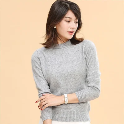 light grey Suéter de cachemira de gamuza pura súper Калида y suéter de mujer suéter de otoño e invierno suéter de cuello alto para mujer - Цвет: light grey