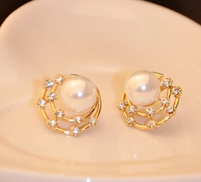 Серьги пусеты со стразами E2431|earrings emerald|earring bailsearring korea |