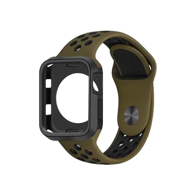 Ремешок для спортивных часов для apple watch band 42 мм 38 мм apple watch 4 3 case iwatch band 42 мм/38 мм 44 мм 40 мм correa pulseira Защитная крышка - Цвет ремешка: No32 Black