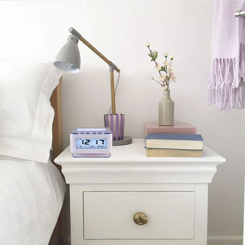 Battery Digital Alarm Clock Bedrooms-Battery Operated Electric Clocks Small Smart Large Numbers Simple Setup With |