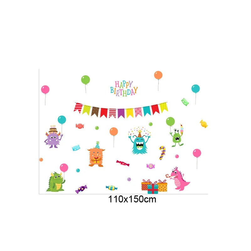 [Fundecor] Съемный монстр конфеты День Рождения наклейки на стену для детской комнаты День Рождения Декор стены наклейки на холодильник