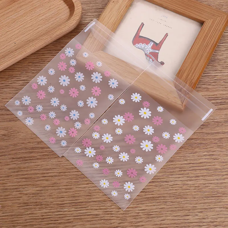 100 шт Хризантема клейкая сумка для печенья diy подарочные пакеты для рождества, дня рождения, вечерние пакеты для конфет, еды и мыла ручной работы
