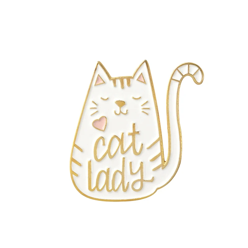 Черная белая кошка собака брошь Собака Мама кошка леди любовь Kawaii животное Эмаль Булавка одежда Нагрудный значок животное кошка пара День матери Подарки - Окраска металла: cat white