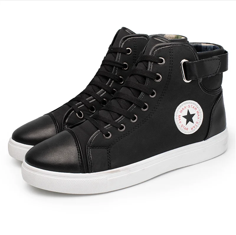 2019 New Arrive Men Causal Shoes Autumn Winter Front Lace-up Leather Ankle Boots Man Casual High Top Canvas Shoe Superstar | Обувь