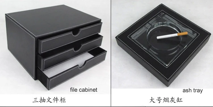 10 шт./компл. деревянный кожаный Настольный Файл канцелярские принадлежности ящик