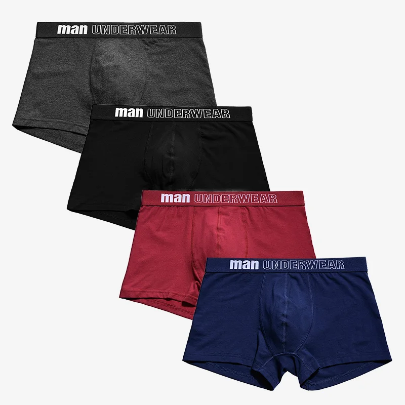 4Pcs/lot Men Boxer Cotton Men's Underpants Breathable Men's Panties Underwear Trunk Brand Shorts Man Boxer Calecon Homme - Color: 8mix