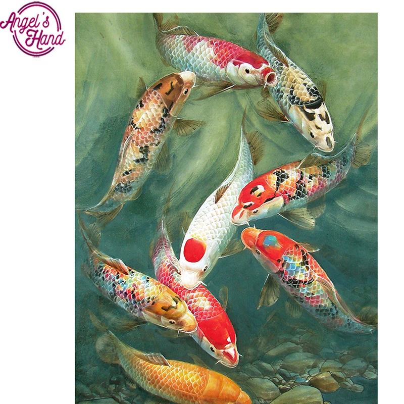 5D DIY Алмаз вышивка девять Золотая рыбка алмазов картина вышивки крестом полный