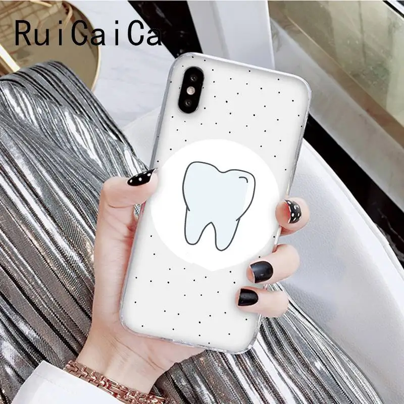RuiCaiCa Забавный мультфильм стоматолога зубные коронованные зубы мягкий чехол для телефона для iPhone8 7 6 6S Plus X XSMAX 5 5S SE XR 11 11pro 11promax