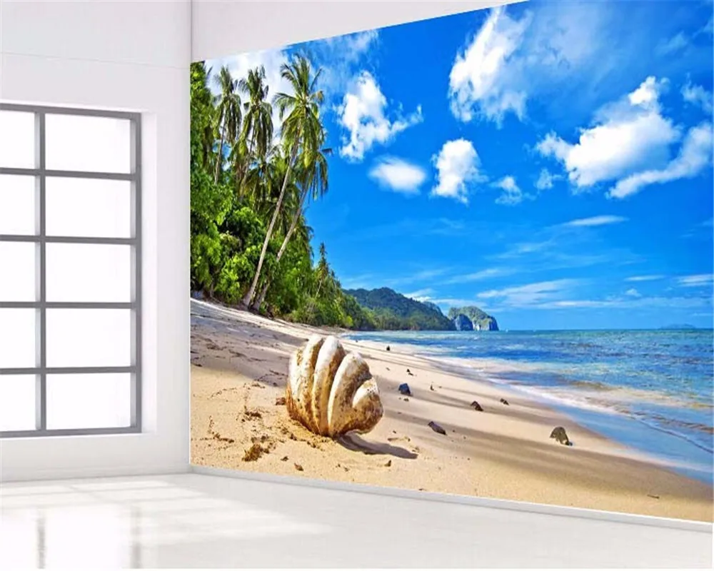 3d обои Beibehang для гостиной пляжа облака Кокосовая ракушка морской вид фотообои