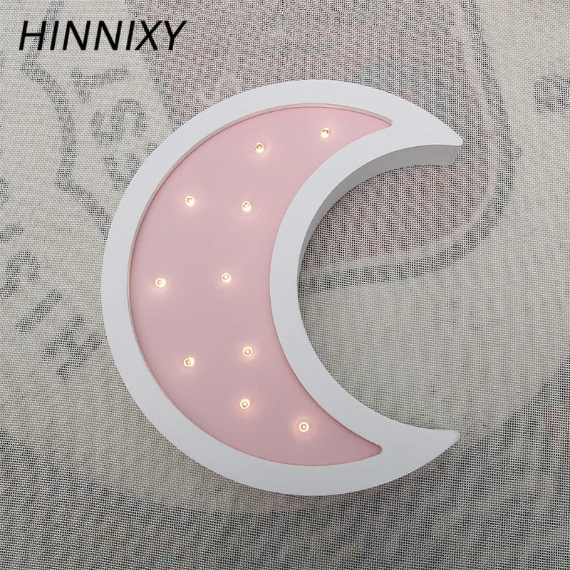 Hinnixy мультяшная луна лампа дерево LED настольная настенная орнамент украшение для