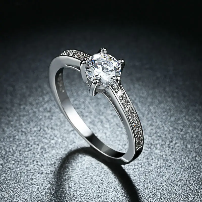 Женское кольцо с круглым цирконом в простом стиле|zircon ring|ring fordesigner ring |