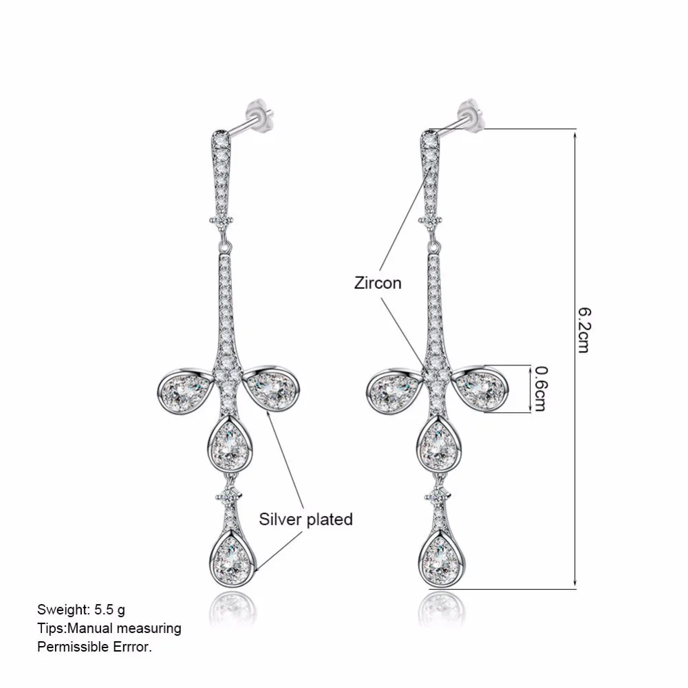 ARUEL Trendy Wedding Crystal Silver Water Drop Earrings Female Party Gift Fashion Women Cubic Zirconia pendientes Jewelry | Украшения и