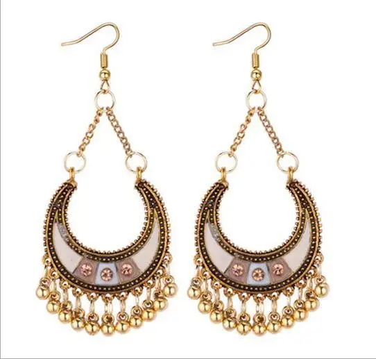 Серьги с кисточками Boho эмалированные зеленые этнические серьги подвески для