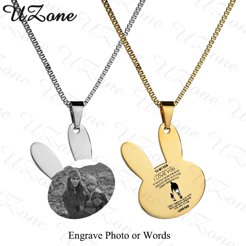 Uzoneбыл бренд пользовательские фото слова выгравировать Цепочки и ожерелья из