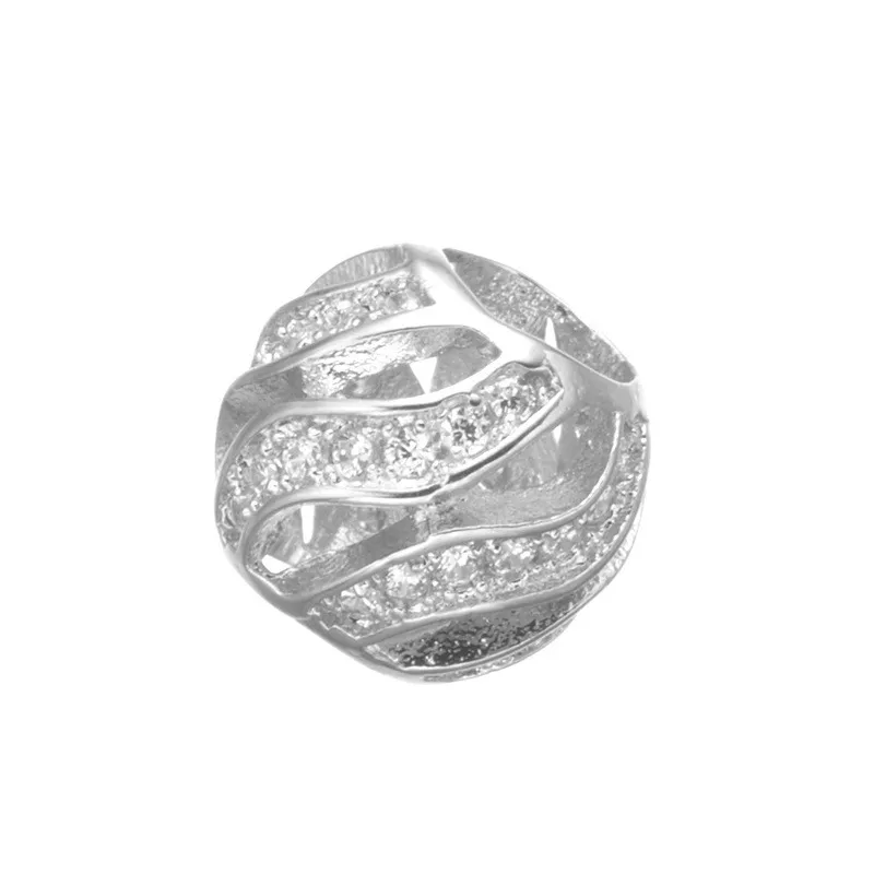 9*8 мм родиевый/золотой с розовым оттенком шар бусины полые Micro Pave Цирконий