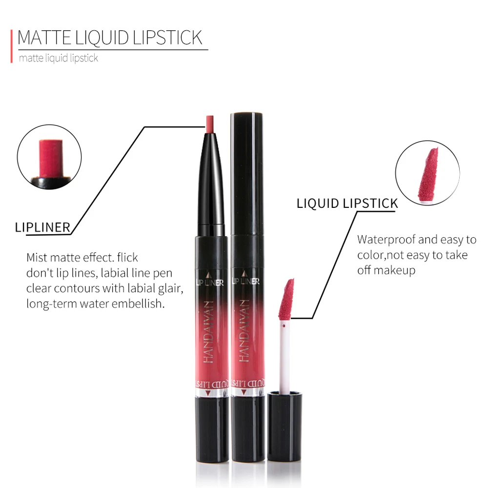 2 в 1 с двойной головкой не выцветает Увлажняющий блеск для губ подводка модная 14