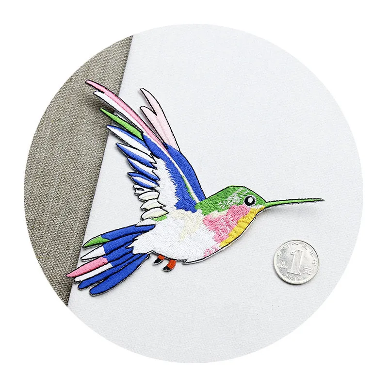 Нашивки с колибри для утюга одежды аппликация вышивкой в виде птицы сделай сам