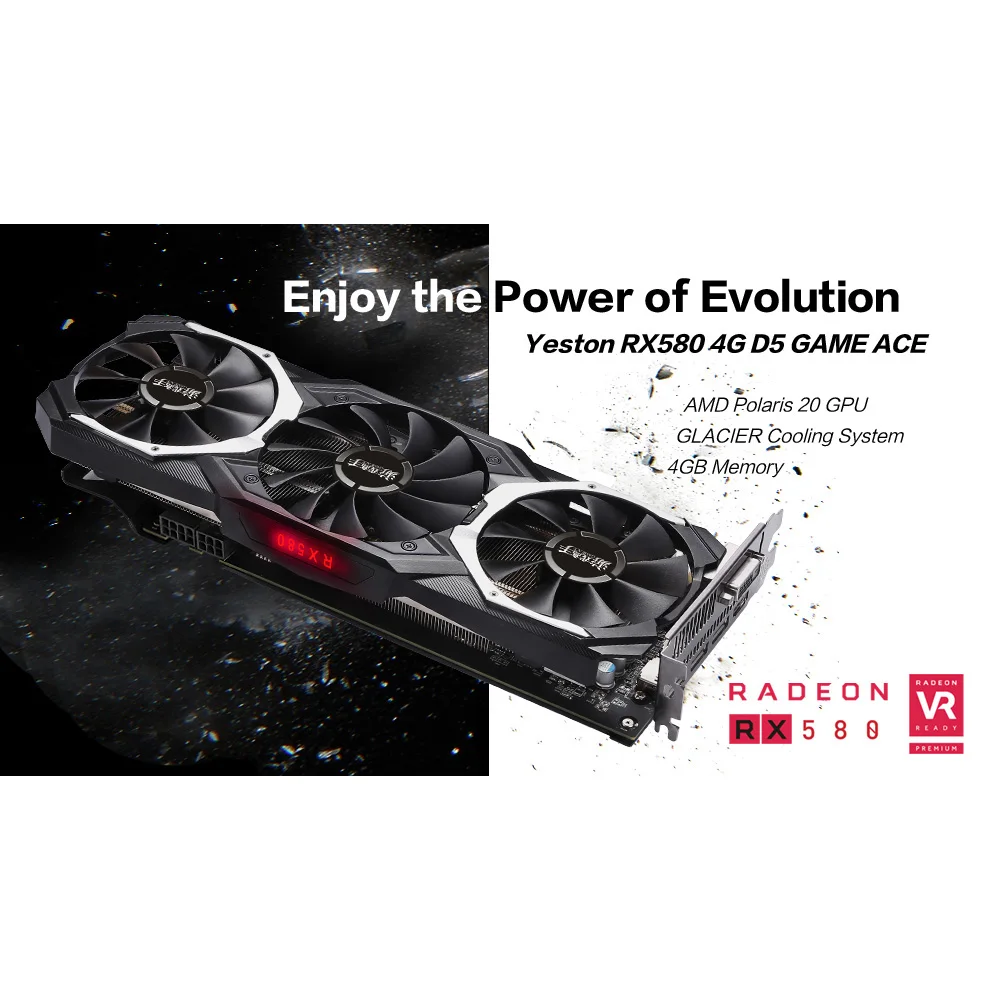 PPYY-Yeston Rx 580 8Gb Gpu 256Bit Ddr5 Видеокарта Pci-E 3,0 4 x Hdmi 14 нм