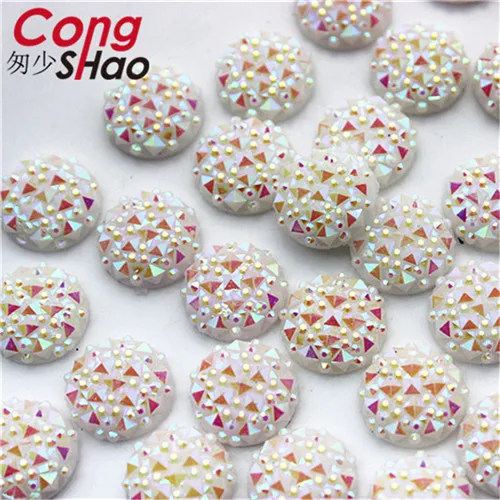 White AB Cong shao 200 шт 12 мм AB Цвет Flatback Круглые полимерные стразы отделкой Камни Кристаллы драгоценные камни плоская полированная задняя поверхность костюм "сделай сам" Кнопка CS44 - Цвет: White AB
