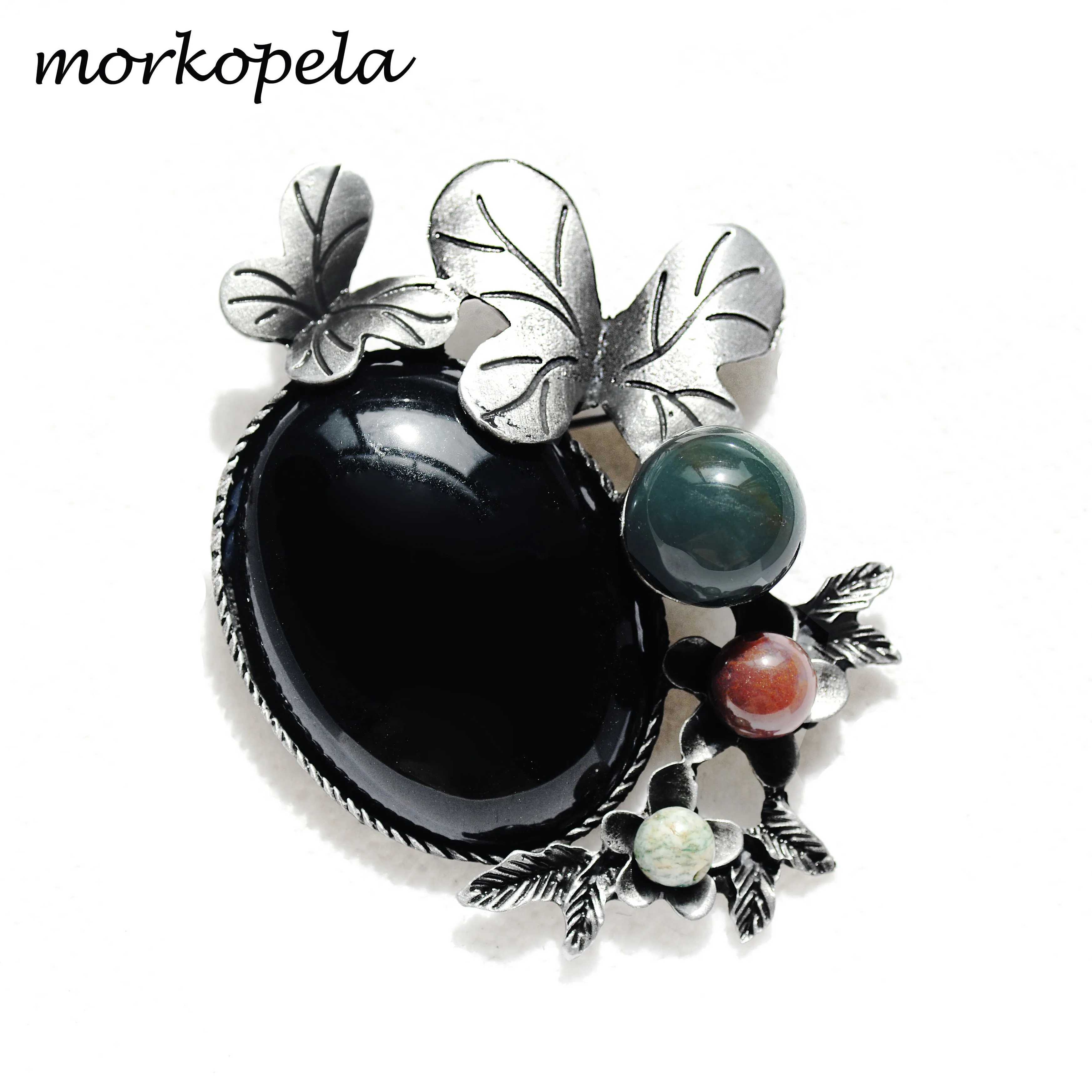 Morkopela, натуральный камень, большая брошь, винтажный цветок, брошь, букет, булавка для одежды, антикварные металлические броши и булавки для женщин