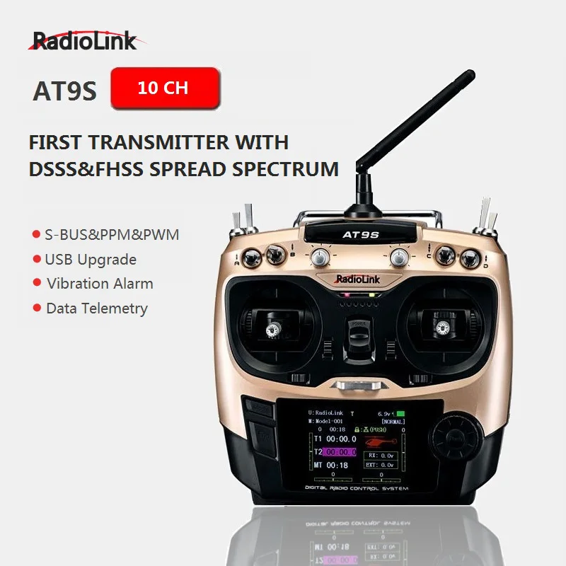 2017 Оригинальный Радиоуправляемый радиоприемник radiolink AT9S R9DS DSSS FHSS 2 4G 10CH для