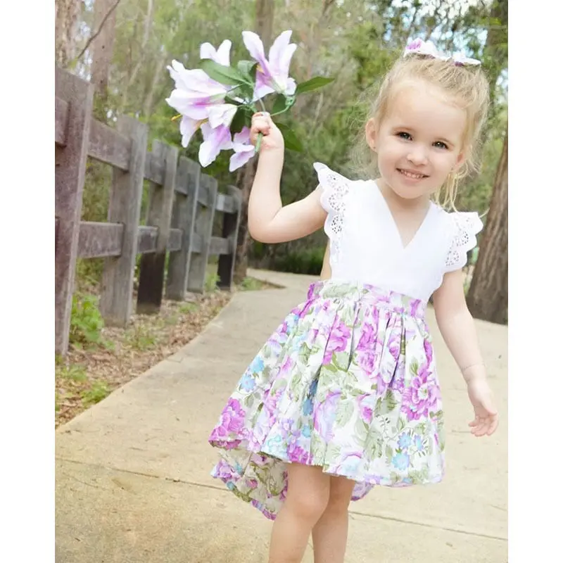 Одежда для новорожденных девочек платье с цветочным рисунком комбинезон +