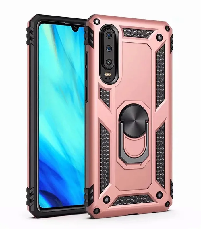Чехол для huawei P30 Pro, автомобильный держатель, магнитный кронштейн, кольцо на палец, чехол для huawei P30 Lite P30, противоударный чехол на заднюю панель - Цвет: Rose Gold