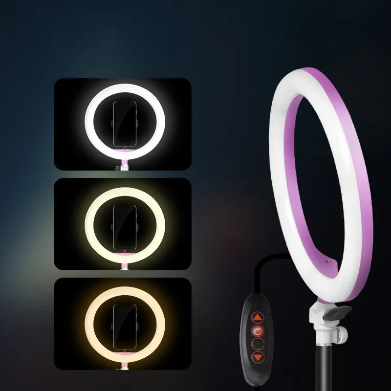 Фотография светодио дный LED Selfie Ring Light 26 см трехцветное освещение затемняемое