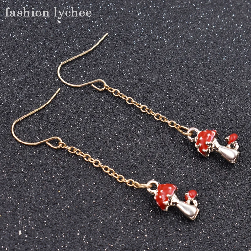 Модные милые длинные висячие серьги lychee с фруктовым принтом ананасовые грибы