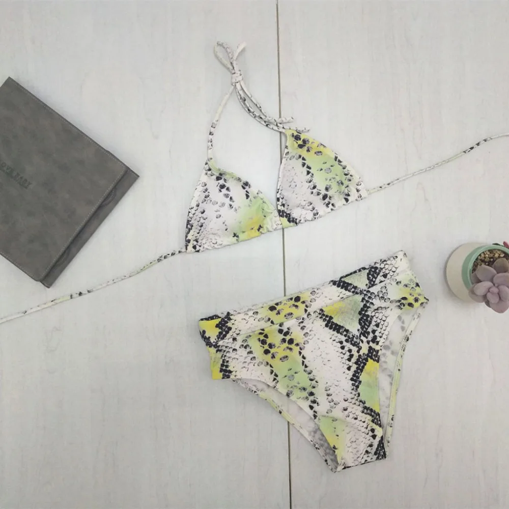 Плавание одежда летняя костюм отпечаток змеиной кожи бюстгальтер сплошной