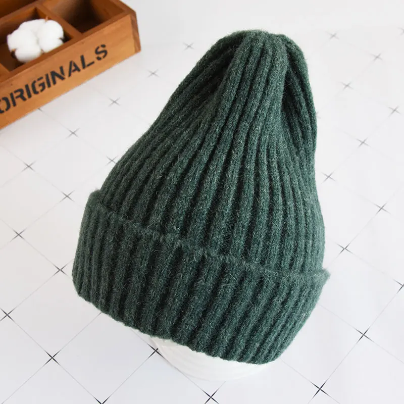 Bean Green Вязаный для новорожденных шляпа для маленьких девочек и мальчиков, милые зимние шапки для девочек, теплые толстые шапки, Детские шапочки, шапка для детей 1-8 лет GH681 - Цвет: Bean Green