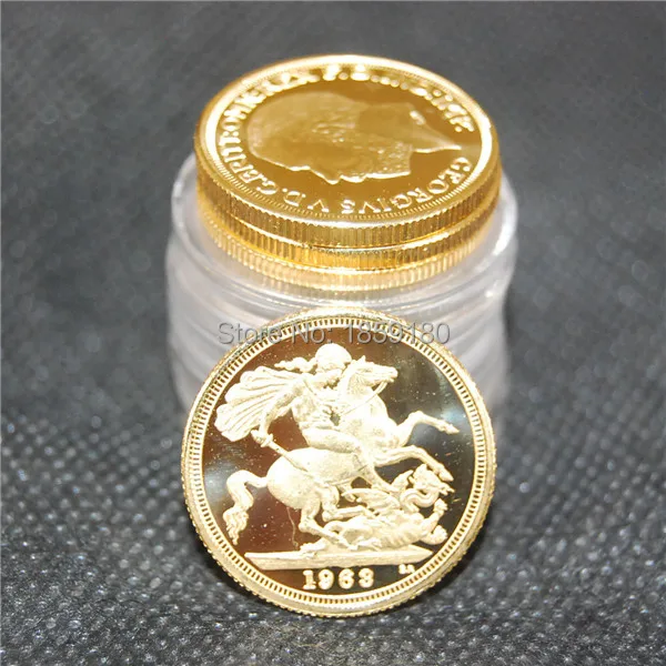 Великобритании соверен 1963 Золотой плакированный монета 50 шт. в партии для детей